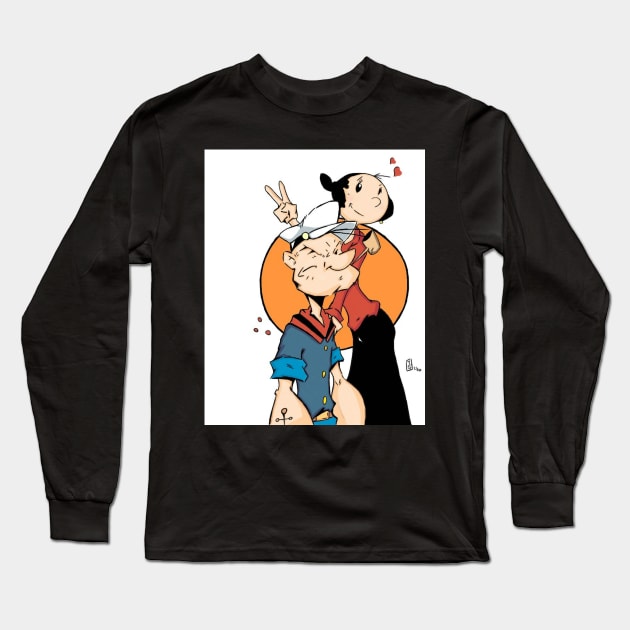 POPEYE THE SAILOR MAN AND OLIVE OIL Long Sleeve T-Shirt by Tazartist